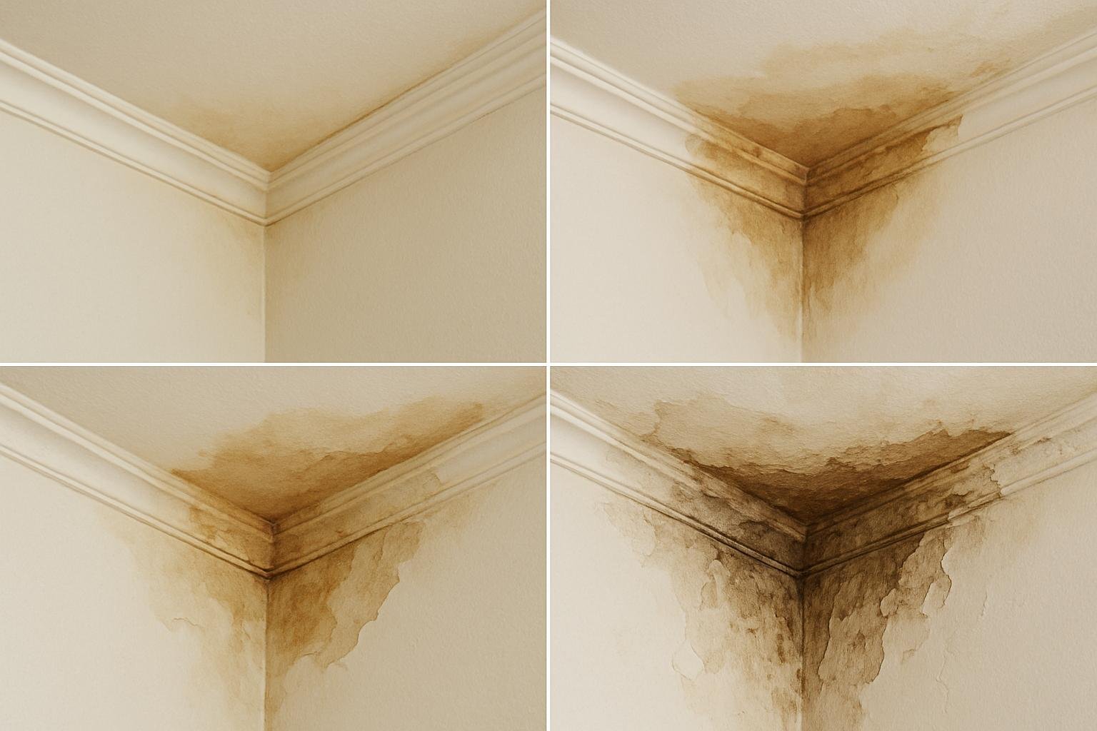 How Water Damage Affects Walls and Ceilings. stages and timeline of deterioration How Water Damage Affects Walls and Ceilings. stages and timeline of deterioration